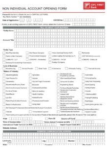 IDFC First Bank Current Account Opening Form for Business Entities - New Form PDF Download
