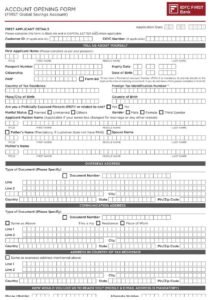 IDFC First Bank Global Savings Account Opening Form-Editable PDF Download