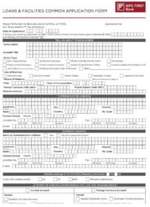 IDFC First Bank Loan Application Form for MSME PDF Download