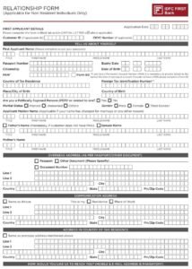 IDFC First Bank NRI Relationship Form PDF Download
