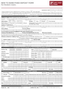 IDFC First Bank New to Bank Fixed Deposit Form - Individuals PDF Download