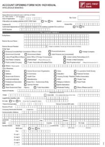 IDFC First Bank Non Individual AC Opening Form PDF Download