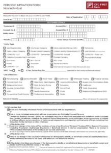 IDFC First Bank Periodic Updation Form Editable (Non-Individual REKYC) PDF Download