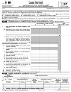 IRS Form 1116 PDF Download – Foreign Tax Credit Form