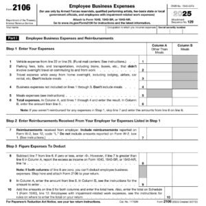 IRS Form 2106 PDF Download – Employee Business Expenses