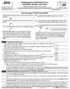 IRS Form 2210 PDF Download – Underpayment of Estimated Tax