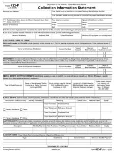 IRS Form 433-F PDF Download – Collection Information Statement