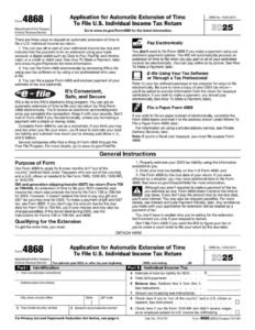 IRS Form 4868 PDF Download – Tax Filing Extension Form
