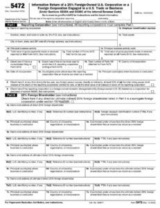 IRS Form 5472 PDF Download – Foreign-Owned Corporation Report