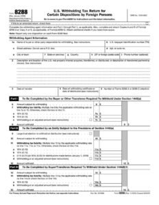 IRS Form 8288 PDF Download – Withholding Tax Return