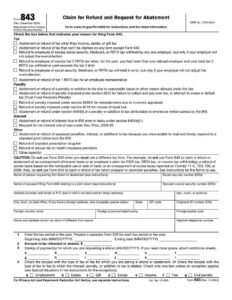 IRS Form 843 PDF Download – Claim for Refund