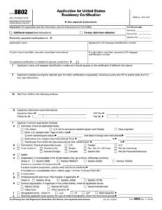 IRS Form 8802 PDF Download – Residency Certification