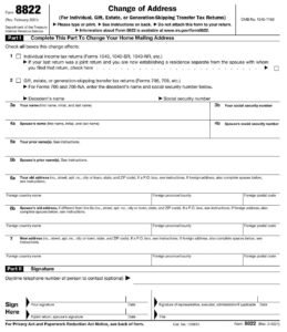 IRS Form 8822 PDF Download – Change of Address Form