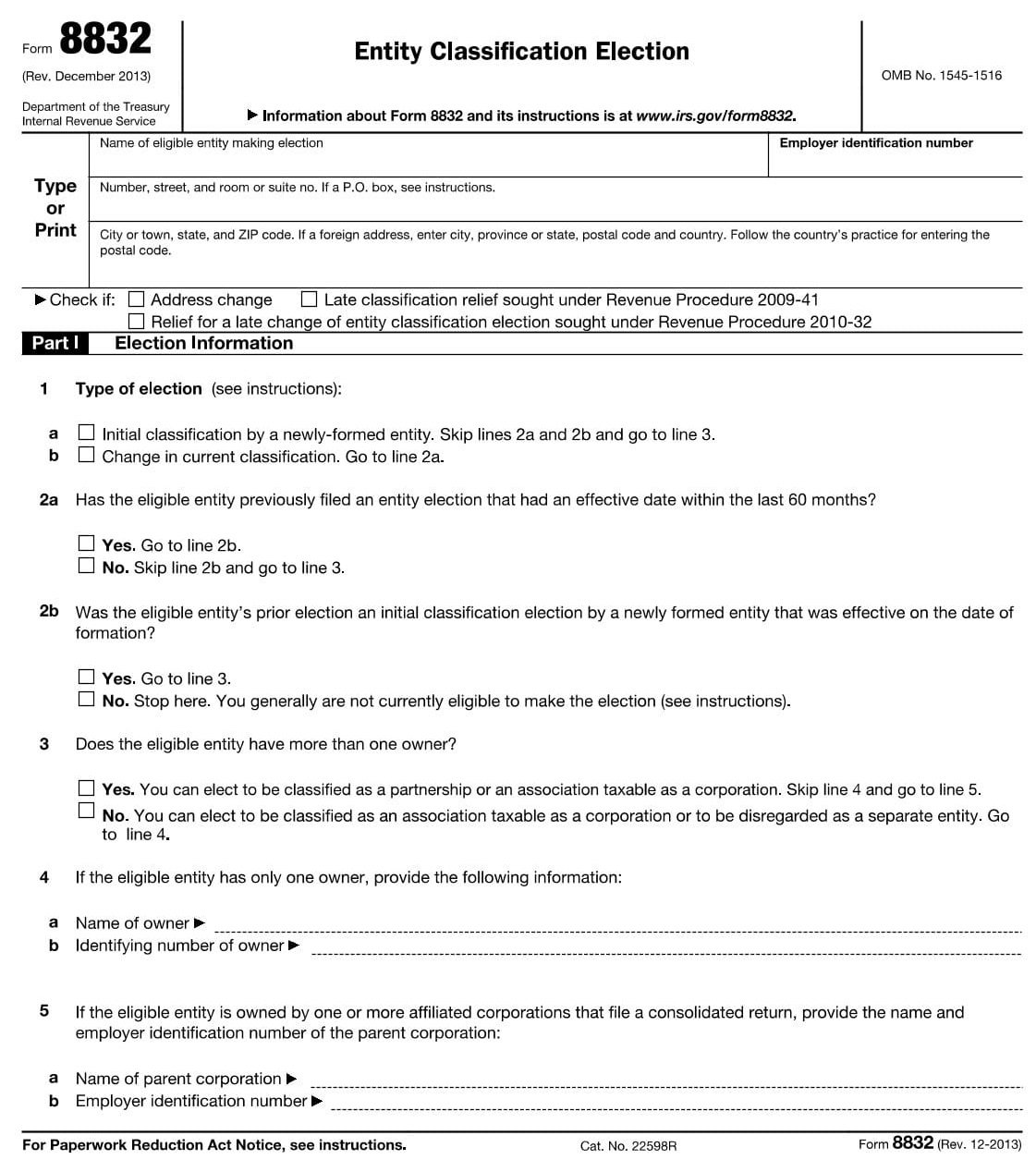 IRS Form 8832 PDF Download – Business Entity Election