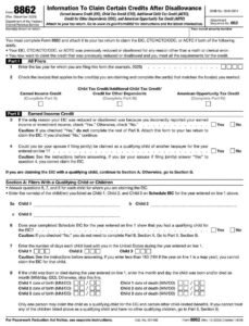 IRS Form 8862 PDF Download – Earned Income Credit Claim