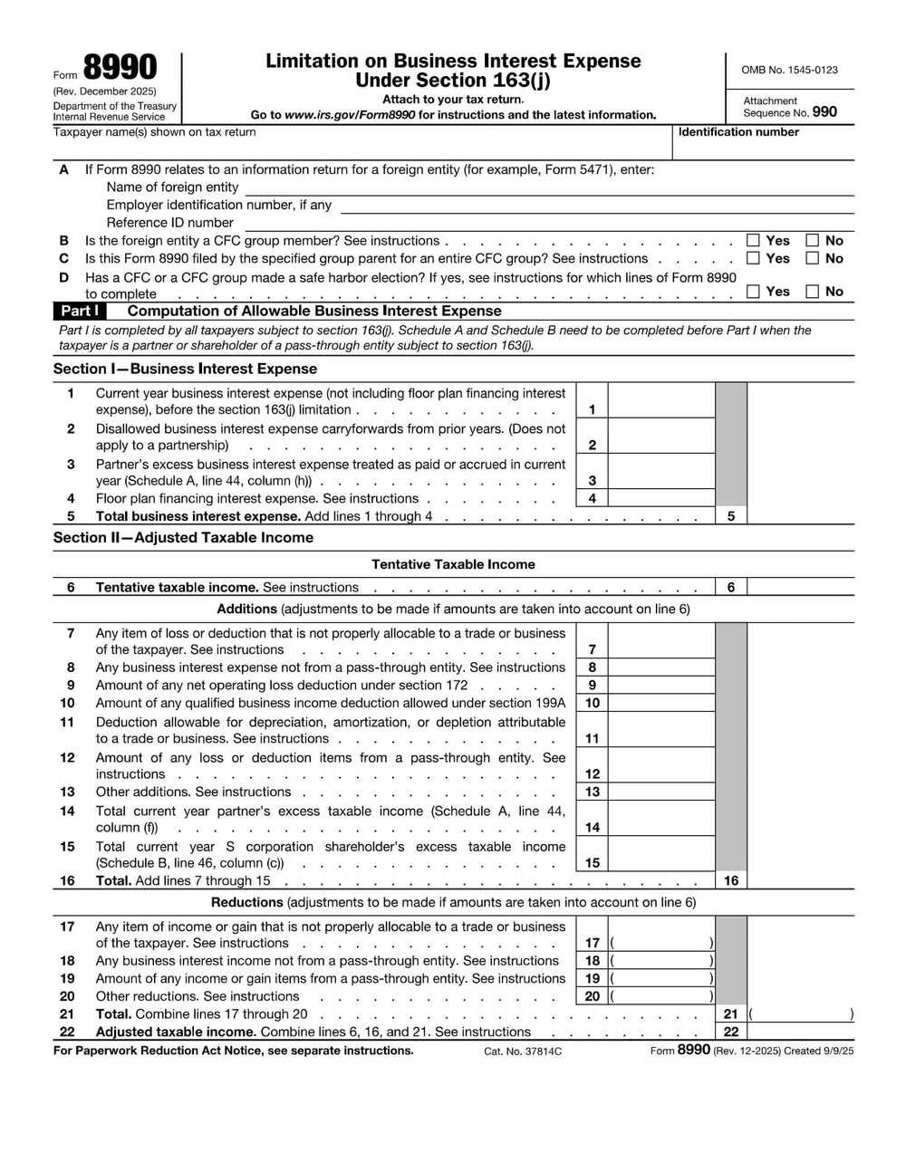 IRS Form 8990 PDF Download – Business Interest Expense Limitation