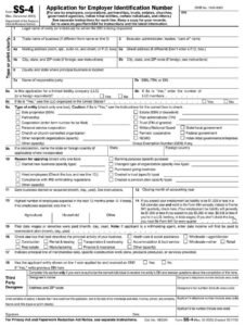 IRS Form SS-4 PDF Download – Application for EIN