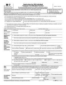 IRS Form W-7 PDF Download – ITIN Application Form