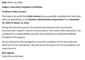 Internship Completion Certificate Letter (USA Format + 5 Samples)