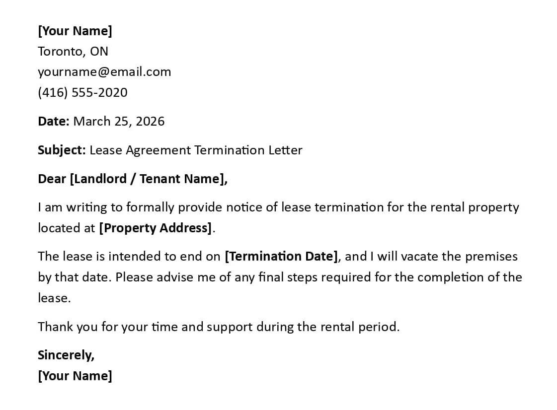 Lease Agreement Termination Letter