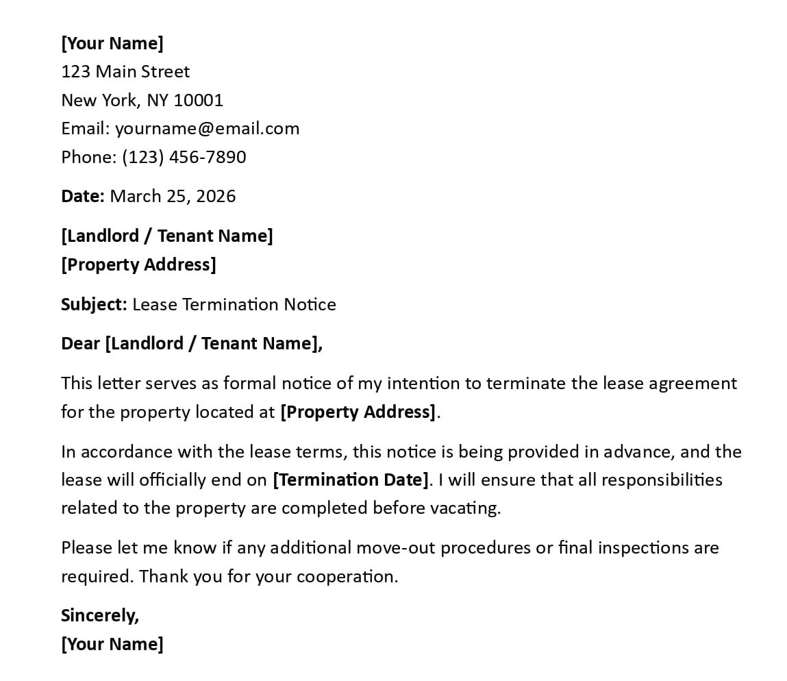 Lease Termination Notice