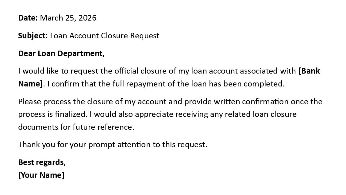 Loan Account Closure Request