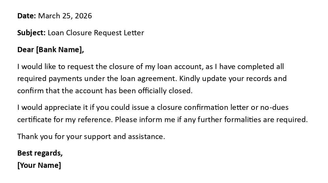 Loan Closure Request Letter