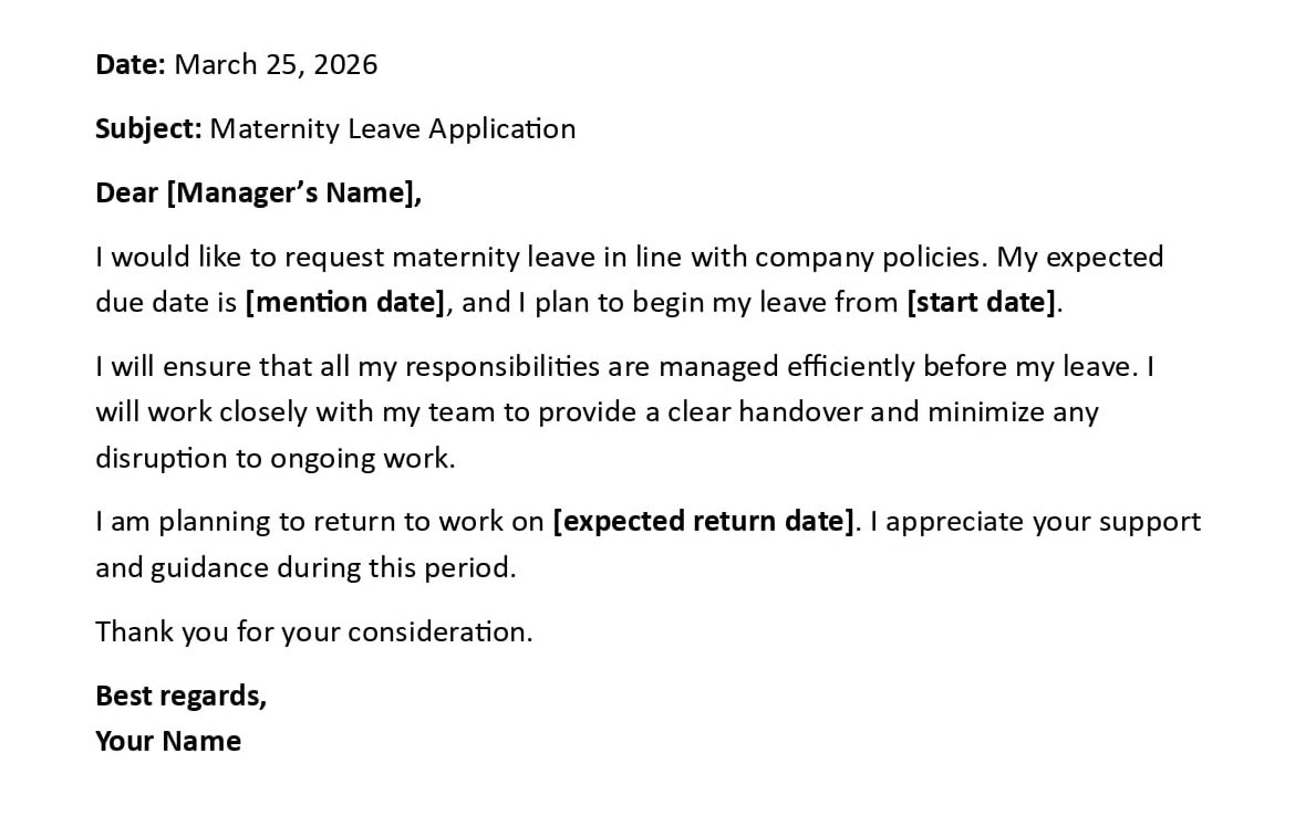 Maternity Leave Application