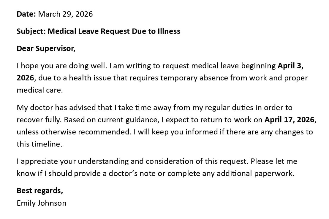 Medical Leave Request Due to Illness