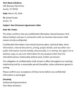 NDA Agreement Letter (USA Legal Format + 5 Templates)