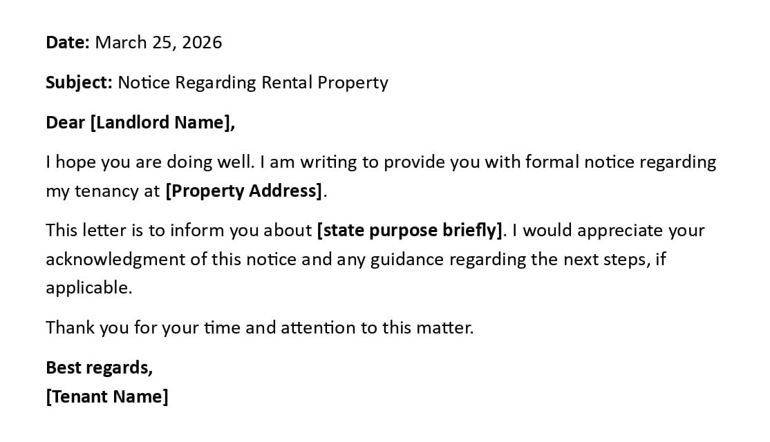 Notice Regarding Rental Property