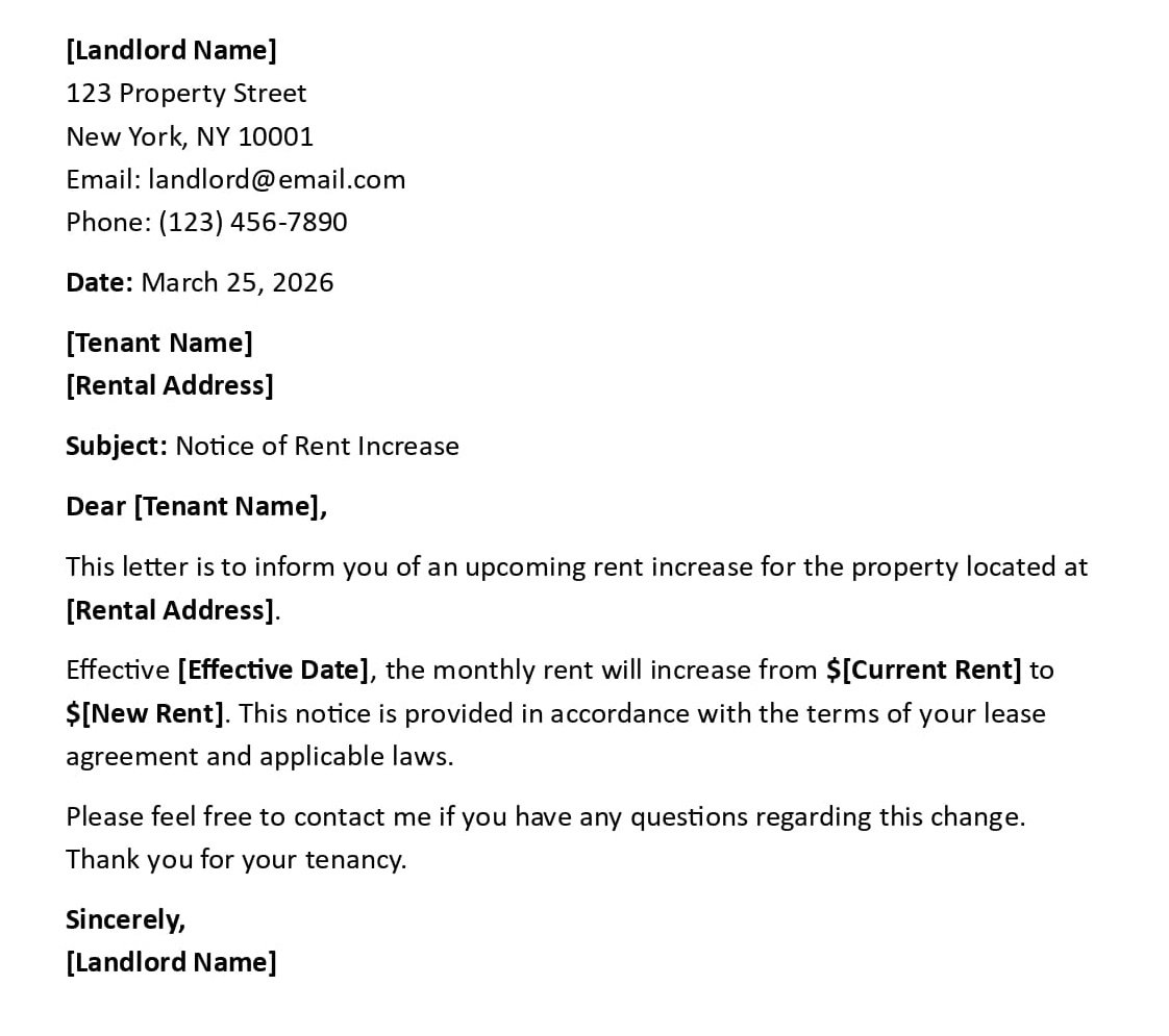 Notice of Rent Increase