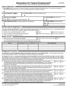 OF-306 PDF Download – Federal Employment Declaration