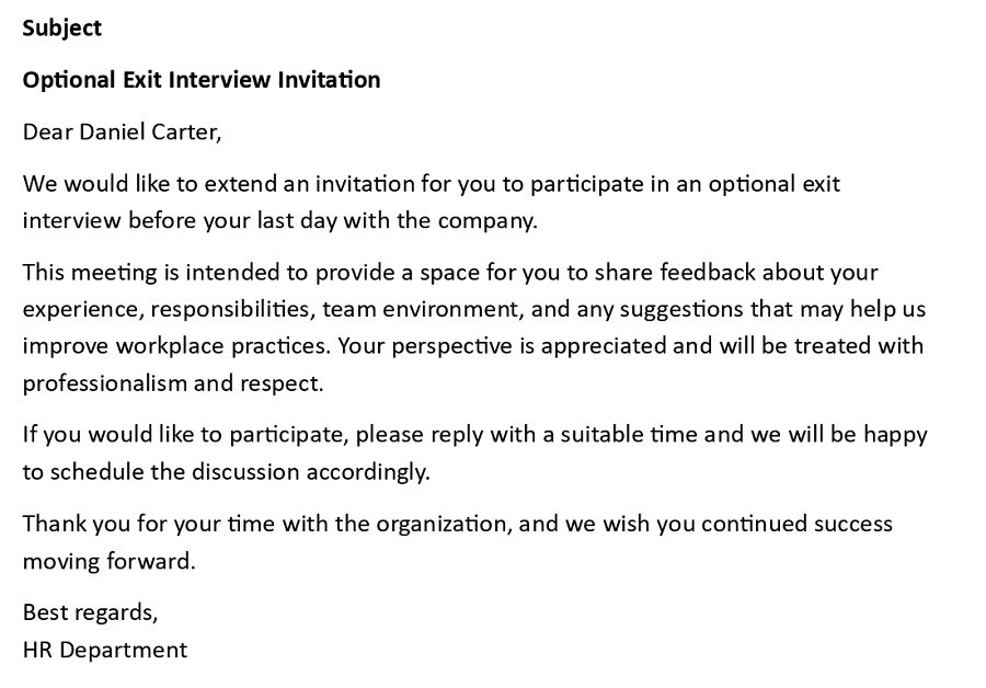 Optional Exit Interview Invitation