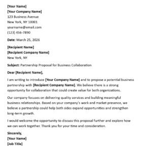 Partnership Proposal Letter (USA Business Format + 5 Examples)