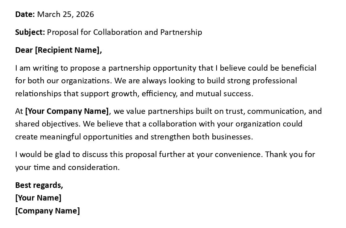 Proposal for Collaboration and Partnership