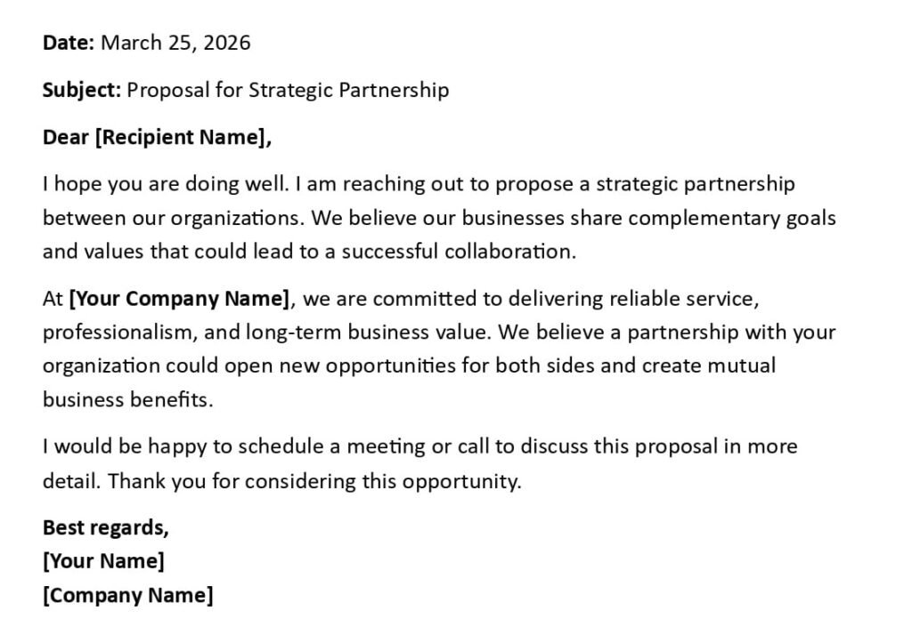 Partnership Proposal Letter (USA Business Format + 5 Examples)