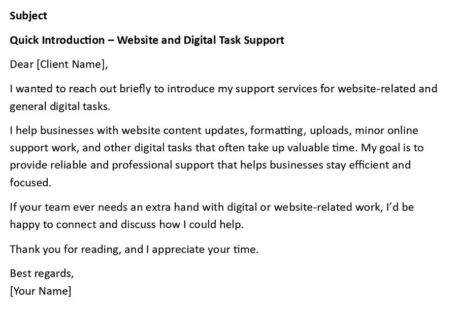 Quick Introduction – Website and Digital Task Support