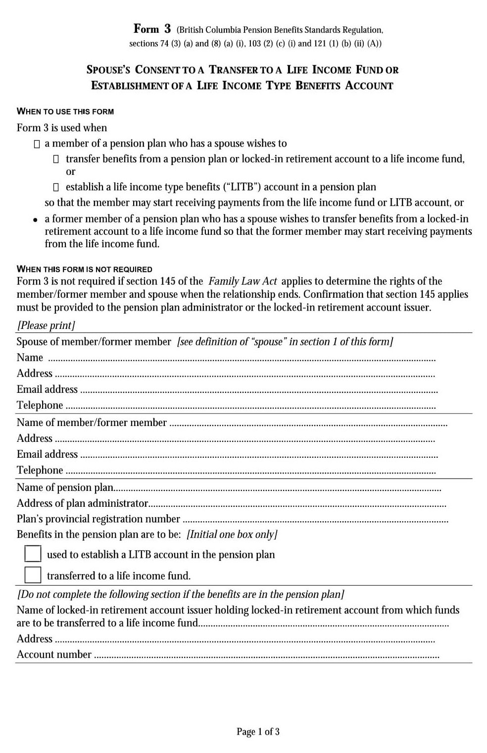 RBC Bank Form - British Columbia PDF Download