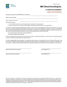 RBC Bank Form - Co-Mingling Agreement PDF Download