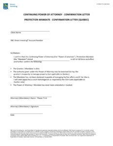RBC Bank Form - Continuing Power of Attorney/Mandate in Anticipation PDF Download