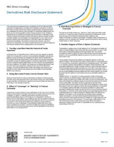 RBC Bank Form - Derivatives(options) Trading and Margin Agreements PDF Download