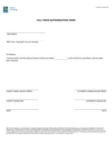RBC Bank Form - Full Force Authorization PDF Download