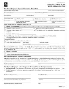 RBC Bank Form - Group Savings Plan – Notice of Withdrawal PDF Download