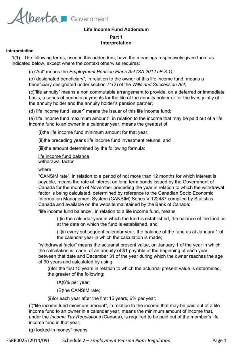 RBC Bank Form - LIF - Alberta Addendum PDF Download