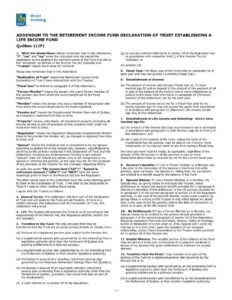 RBC Bank Form - LIF - Quebec Addendum PDF Download