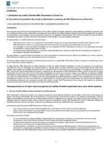 RBC Bank Form - Operation of Account Agreement (French Version) PDF Download