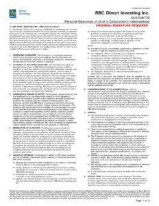 RBC Bank Form - Personal Guarantee Personal Guarantee (Quebec) PDF Download