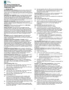 RBC Bank Form - RESP Plan Text (Individual Plan) PDF Download