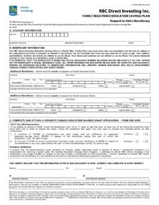 RBC Bank Form - Request to Add a Beneficiary to an Education Savings Plan PDF Download